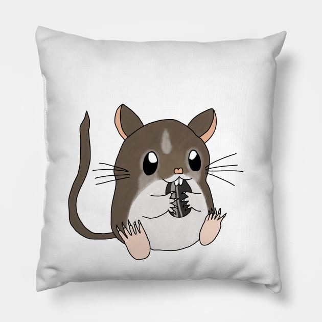 Cute Hungry brown Gerbil Pillow by Becky-Marie