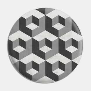 Geometric Cube Pattern 2 - Shades of Grey Pin