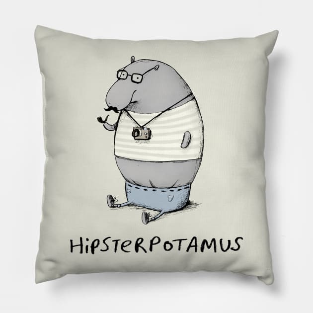 Hipsterpotamus Pillow by Sophie Corrigan