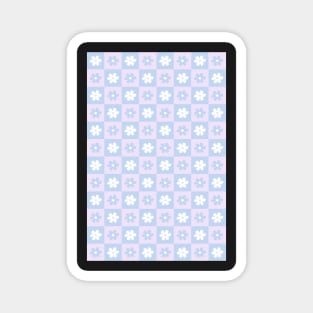 Pastel Aesthetic Checkerboard Flower Design Phone Case in Lilac and Baby Blue Periwinkle Magnet