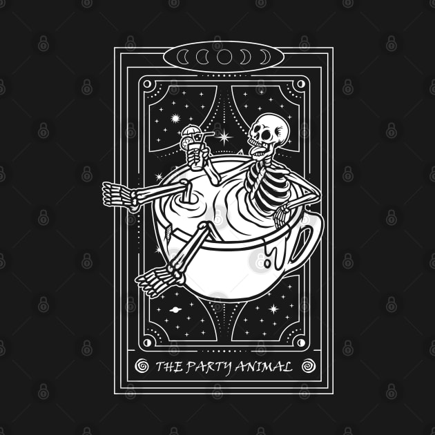 Funny Skeleton Tarot Card Party Animal by EddieBalevo