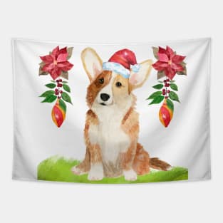 CHRISTMAS HAT CORGI - CORGI LOVERS CHRISTMAS DESIGN Tapestry