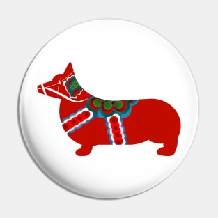 Dala Corgi - Swedish Dala Horse Pin