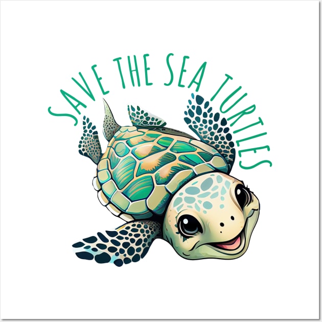 Save the Sea Turtles. Cute Turtle