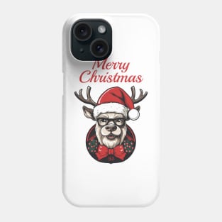 The deer with a Christmas Santa red hat Phone Case