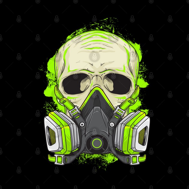 Retro Neon Biohazard Skull by TeeTowArt