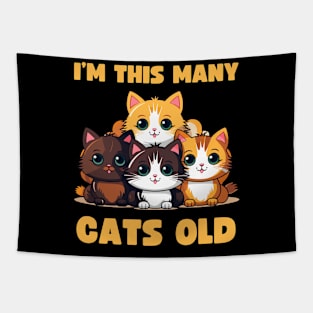 I'm This Many Cats Old 4th Birthday Tapestry