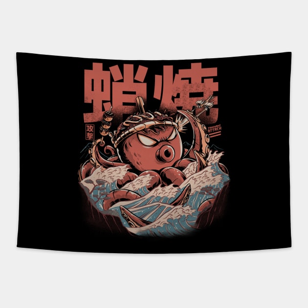 Takoyaki Attack Black Version Tapestry by Ilustrata