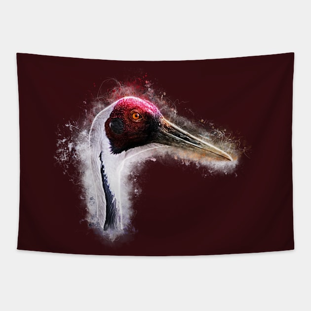 White-Naped Crane Tapestry by ElviraDraat