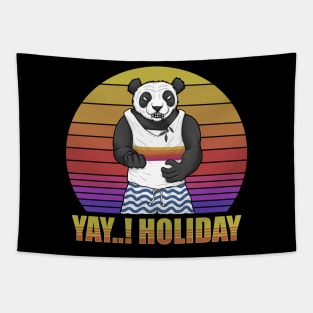 Summer Panda Retro Sunset Tapestry