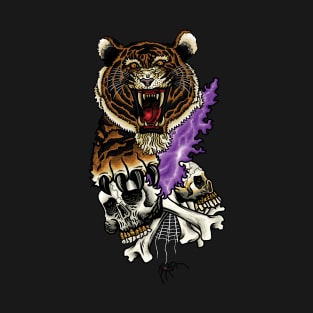 Tiger, Skulls, and flames T-Shirt