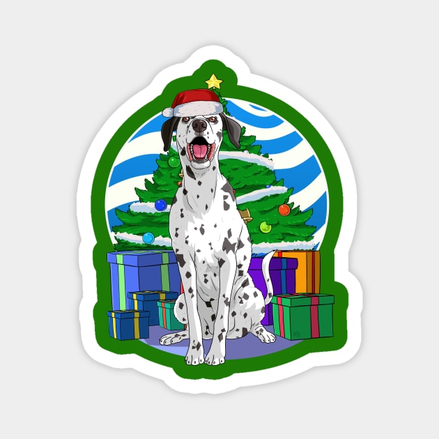 Dalmatian Dog Cute Santa Christmas Gift Magnet by Noseking