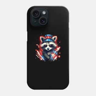 Magic raccoon proudly American Flag Phone Case