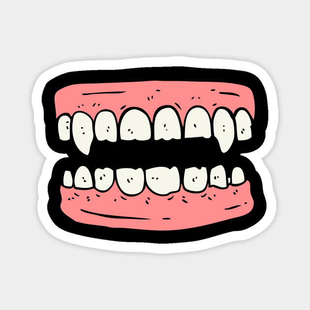 Zombie Pink and white Teeth Halloween Costume Horror Funny Cartoon Illustration Magnet by CONCEPTDVS