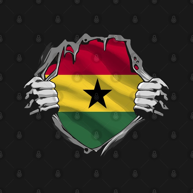 Two Hands Ripping Revealing Flag of Ghana by BramCrye