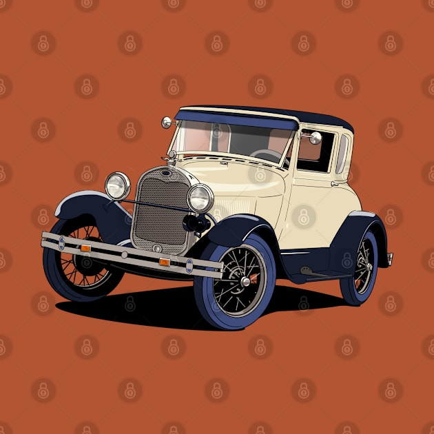 Ford Model A car in cream by Webazoot