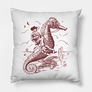 Cowboy Riding Seahorse Pillow