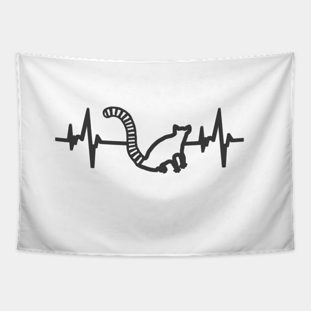 Ring-tailed lemur heartbeat lemurs ECG Madagascar fan motif Tapestry by FindYourFavouriteDesign