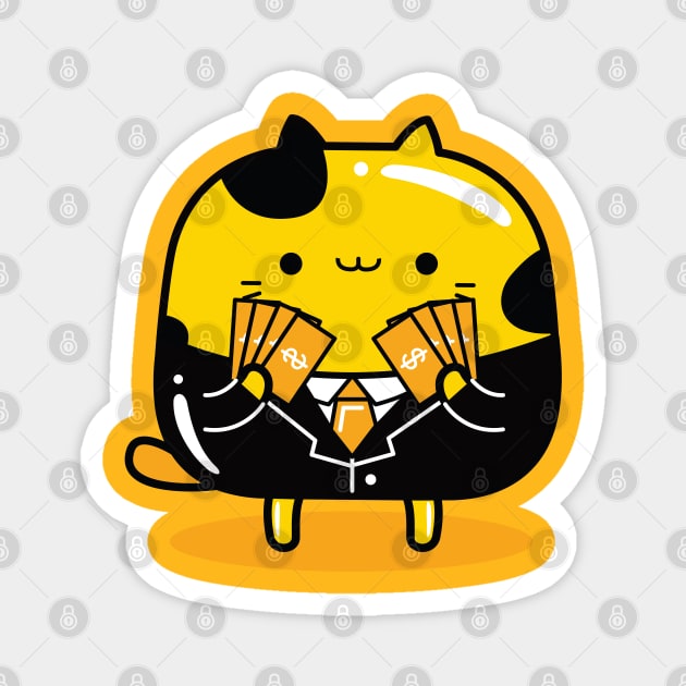 yellow cat banker profession Magnet by MEDZ