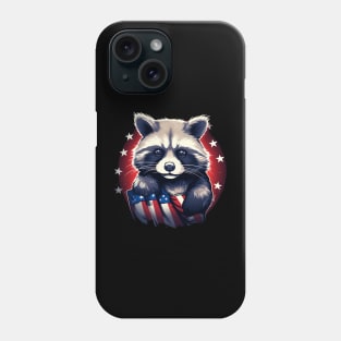 raccoon proudly American flaG Phone Case