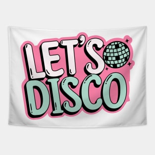 DISCO  - Let's Disco Mirror Ball (pink/mint) Tapestry