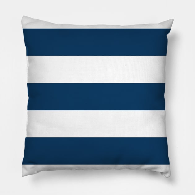 Navy Blue Stripes, White Stripes, Striped Pattern Pillow by Jelena Dunčević