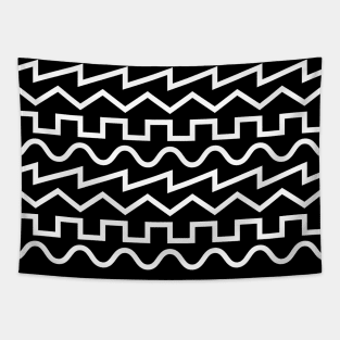 Synth Audio Waves White Tapestry