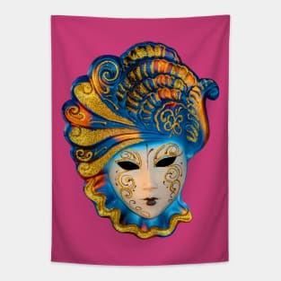 Feathered Carnival Mask Tapestry