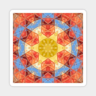 Mosaic Mandala Orange Blue and Yellow Magnet
