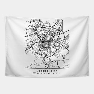 MEXICO CITY MEXICO BLACK CITY STREET MAP ART Tapestry