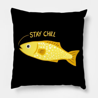 Stay Chill Yellow Fish Pillow