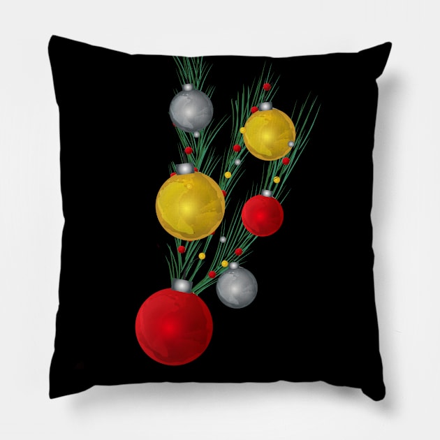 Christmas Tree lights Decorations Pillow by Salma Ismail