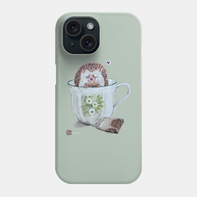 Hedgie Tea Phone Case by Animal Surrealism