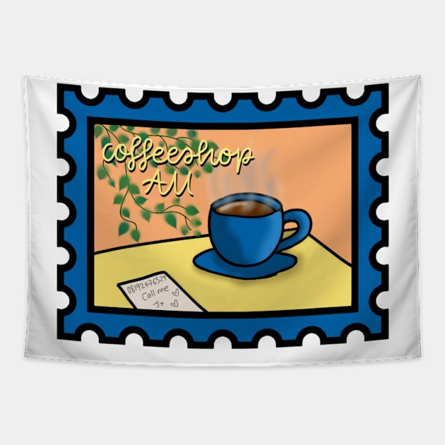 Coffeeshop AU Postage Stamp Tapestry by TheHermitCrab