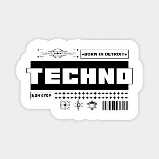 TECHNO  -  Born In Detroit (black) Magnet