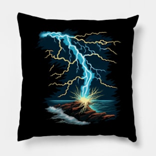 Lightning Bolt Sea Mountain Pillow