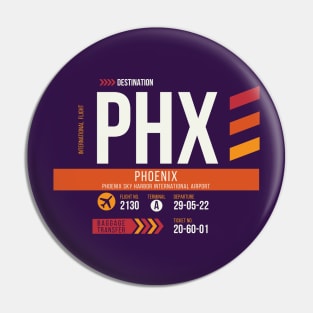 Vintage Phoenix PHX Airport Code Travel Day Retro Air Travel Pin