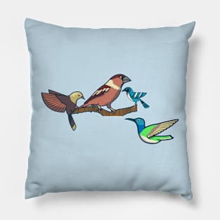 Hand Drawn Flying Bird Branch Pillow