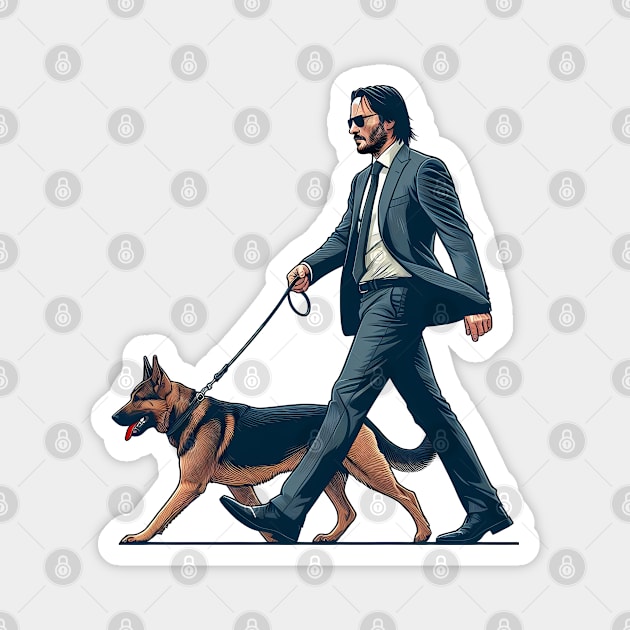 John Wick Walking with his Dog Magnet by TWOintoA