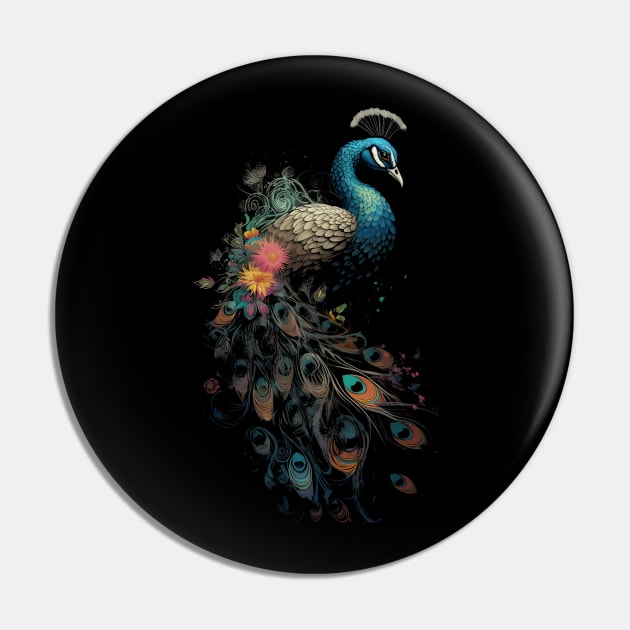 Peacock Art Pin by mbloomstine