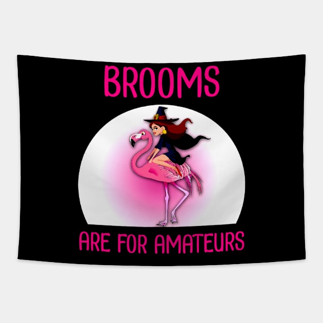 witch ride flaming Brooms are for amateurs Tapestry by American Woman