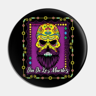 Sugar Skull Beard Yellow Day of The Dead Pin