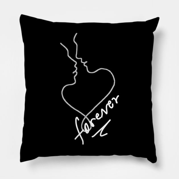 Love a woman forever single line drawing Pillow by Dess