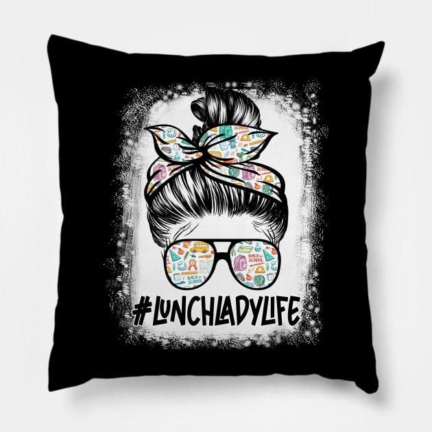 Lunch Lady Messy Hair Woman Bun Lunch Lady Life Pillow by peskyrubeus