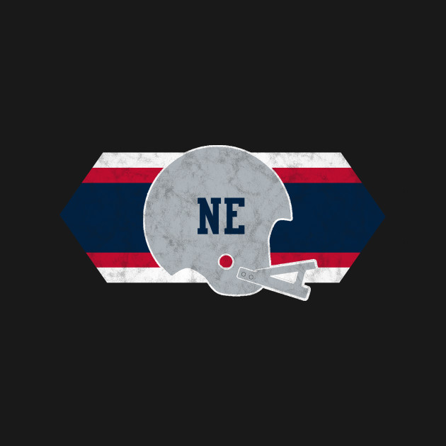 Disover New England Football retro and distressed helmet and stripe - New England Patriots - T-Shirt