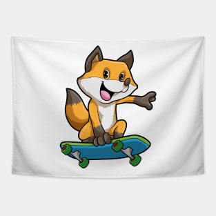 Fox as Skater with Skateboard Tapestry