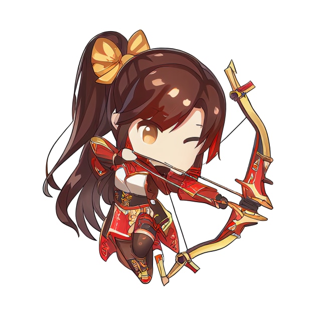 Sagittarius the Archer Chibi Zodiac Anime Girl by peachycrossing