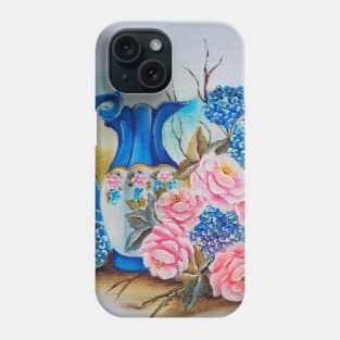 A Blue Jar Full of Flowers Phone Case