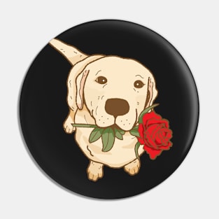 Golden Labrador with flower Pin