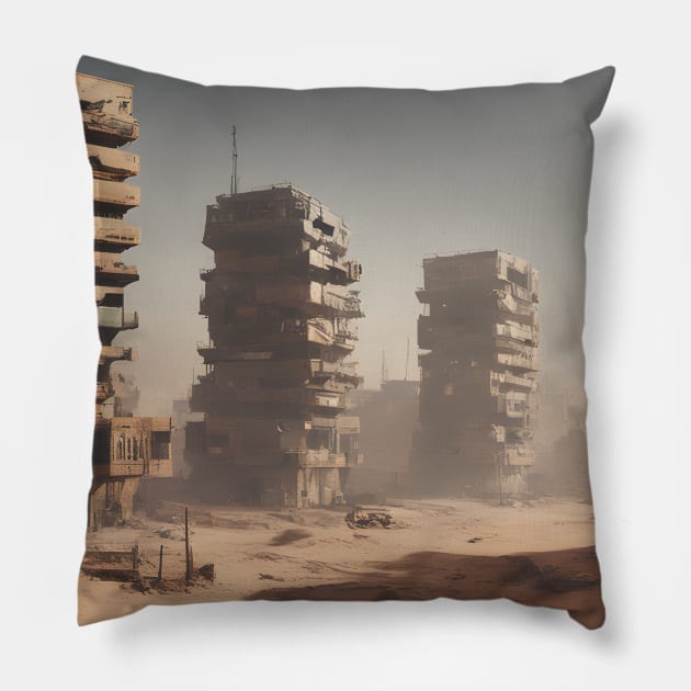 Ghost Town Cyberpunk Pillow by blue-koala